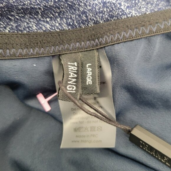 Triangle One-Shoulder Bikini Set in Navy Blue Sparkle Size Large - Picture 3 of 3